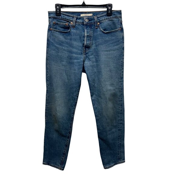Levis Premium Wedgie Fit High-Rise Button-Fly Jeans Size 29 Blue Denim - Picture 1 of 11